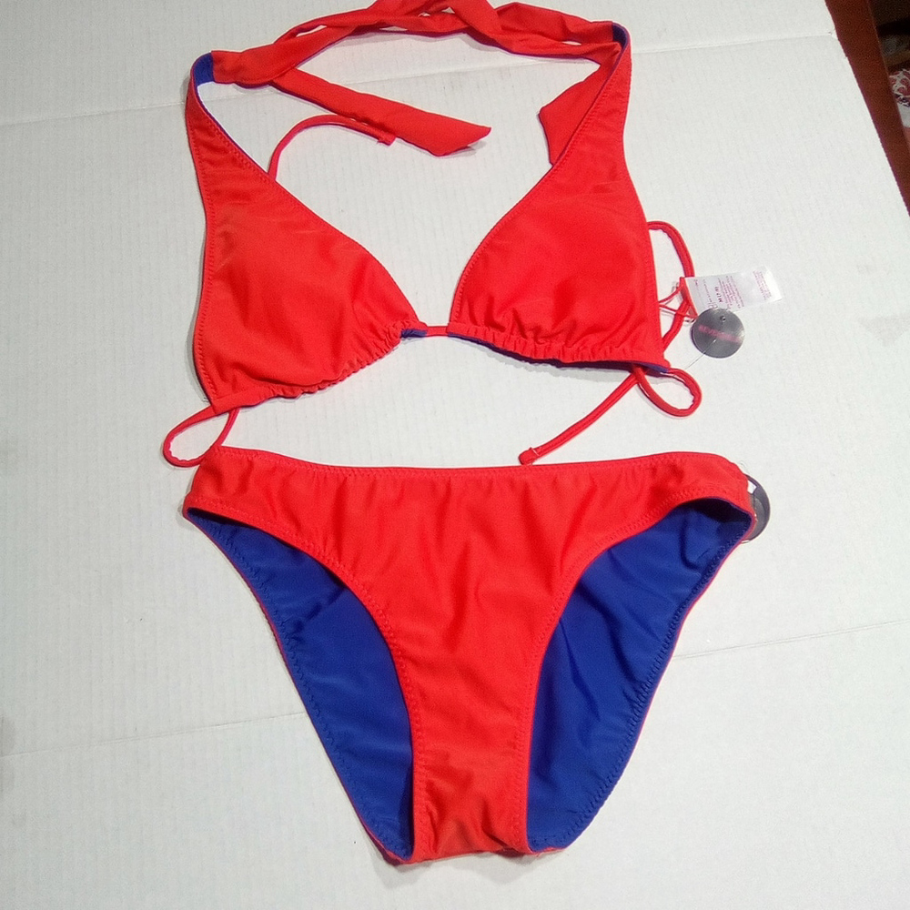 NO BOUNDARIES swimwear women 2 piece suit SIZE MEDIUM (7-9) REVERSIBLE - Picture 3 of 9